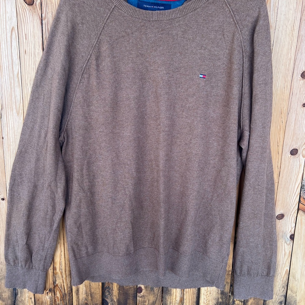 Tommy Hilfiger Brown Crewneck Sweater Classic Knit